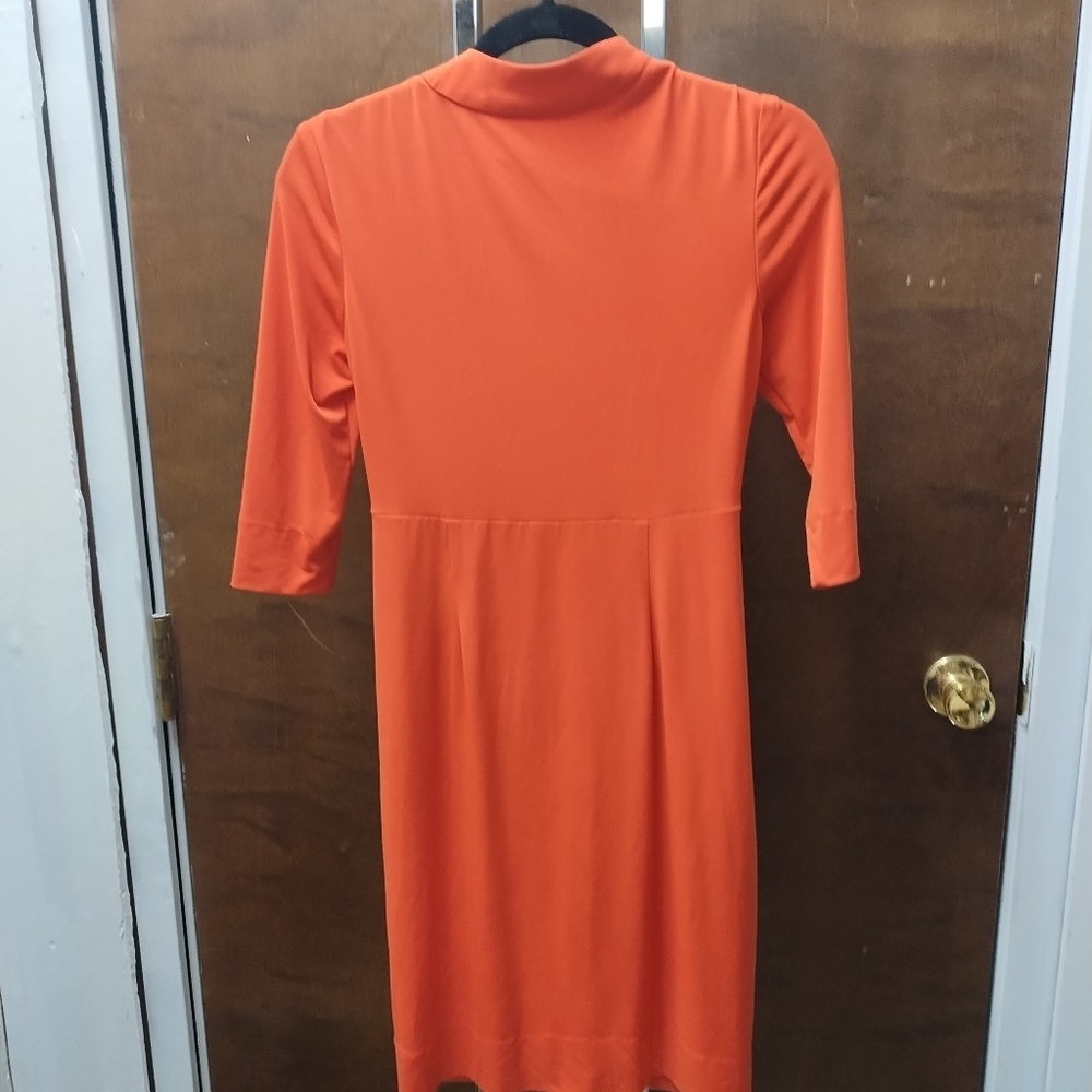 Donna Ricco orange dress Donna Ricco Twist Front Jersey Sheath Dress - Picture 2 of 5